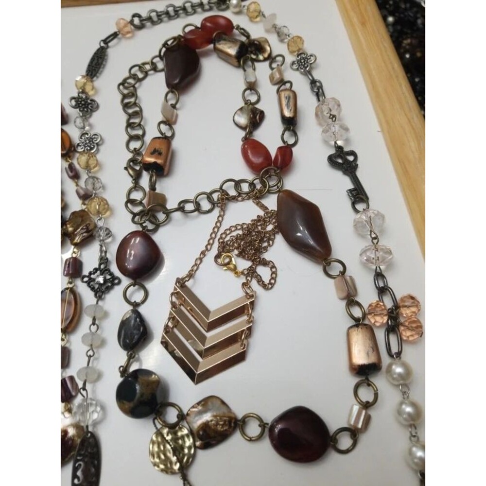 13 necklace bundle browns golden and earth tones - Picture 3 of 7